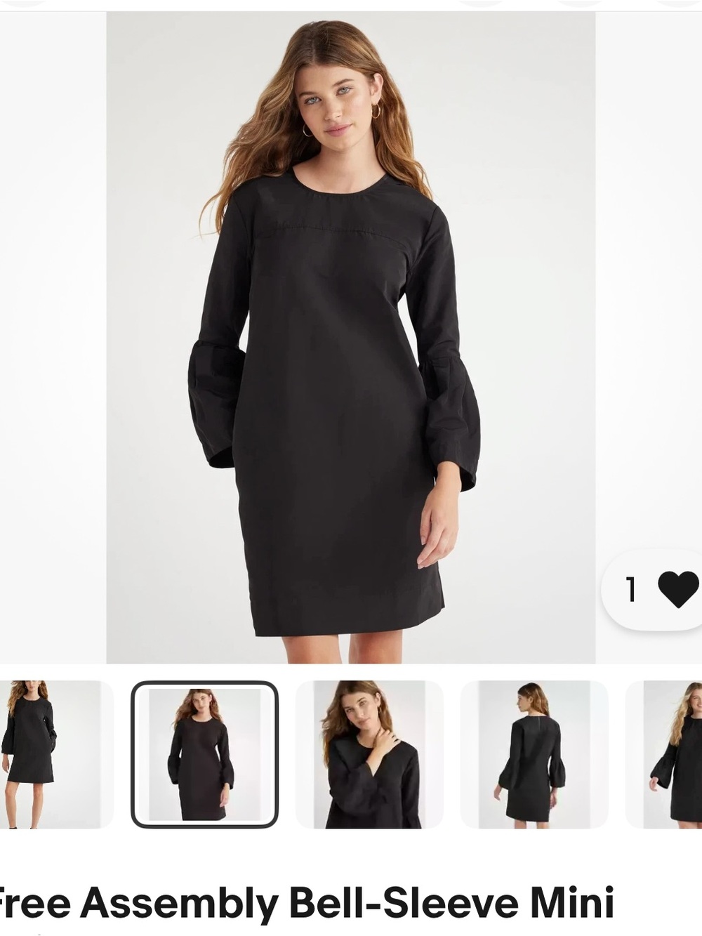 Free Assembly NWT bell sleeve dress black medium